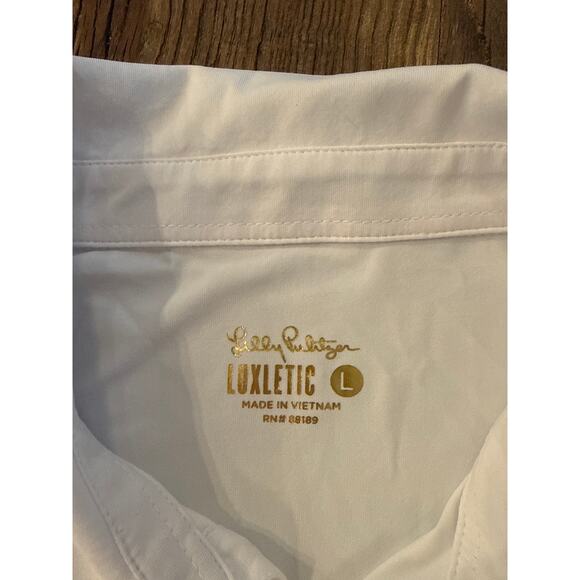 Lilly Pulitzer Luxletic Frida Scallop Polo top Large - Picture 3 of 8